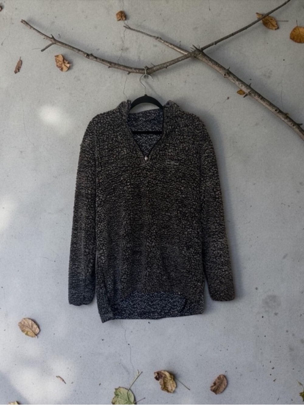 USA Palm Cozy Black Fleece Pullover